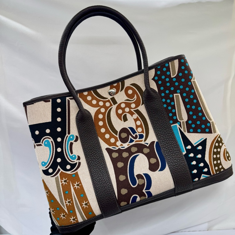 愛馬仕 HERMES Garden Party PM 電光色托特包 Ash Plume × Negonda 皮革 W刻印-1