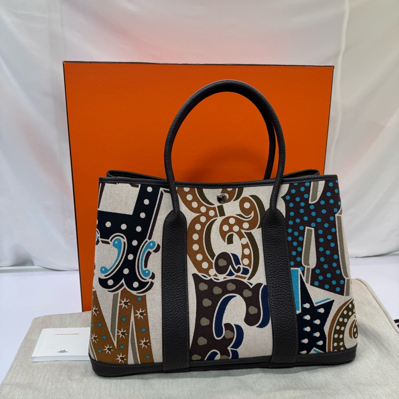 愛馬仕 HERMES Garden Party PM 電光色托特包 Ash Plume × Negonda 皮革 W刻印-2