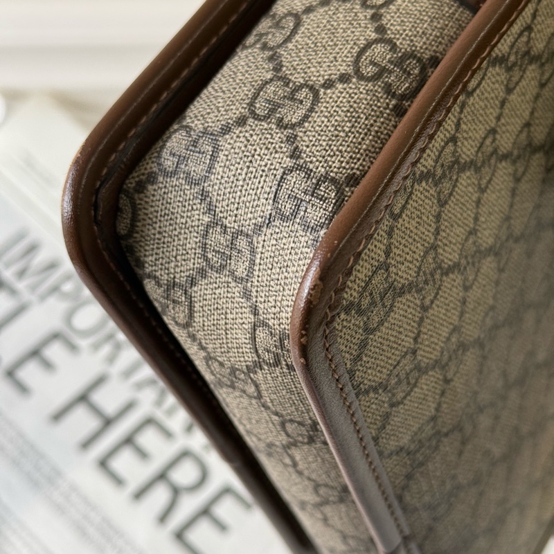 Interlocking G 塗層帆布拉鍊迷你斜背包(棕色)-9