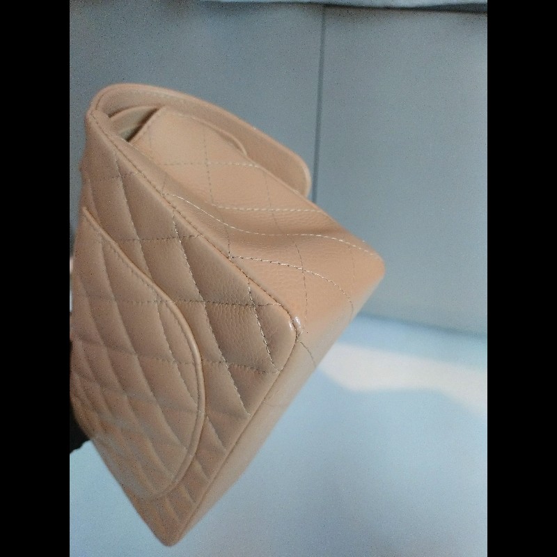 Chanel 銀鍊駝荔枝皮口蓋包 CF 23-10