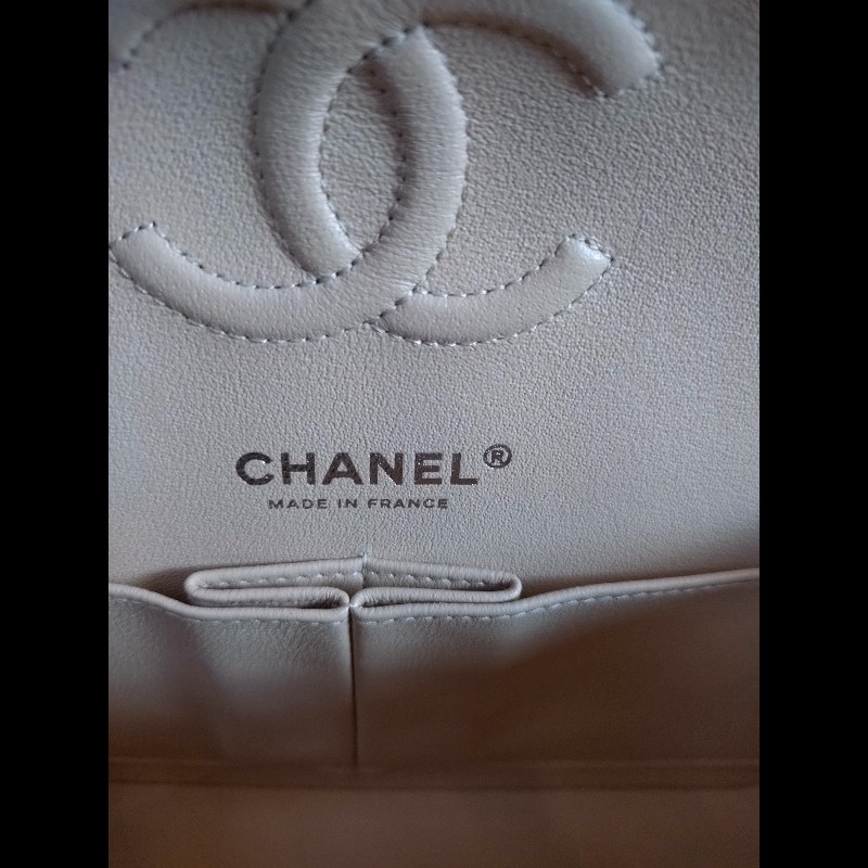 Chanel 銀鍊駝荔枝皮口蓋包 CF 23-21