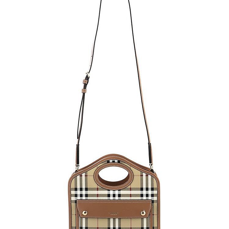 💎Han's house精品服飾💎Burberry Pocket 格紋 包 中 23X6X27公分 義大利製 現貨 原價59000-6