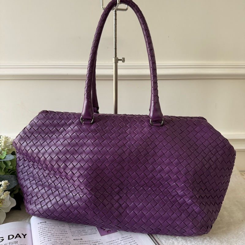 小羊皮編織方形肩背包(紫色)-2