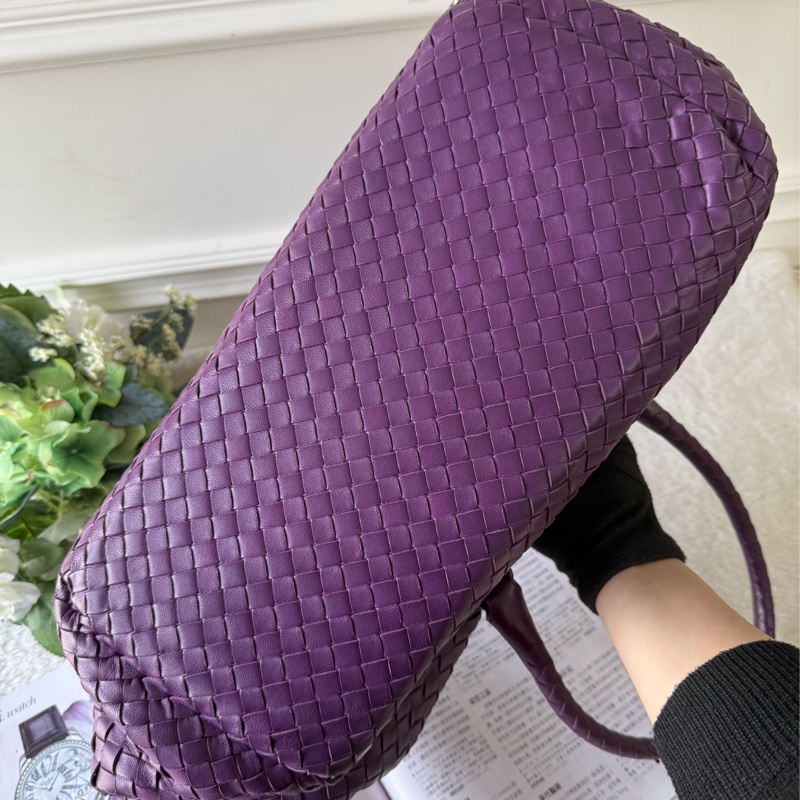 小羊皮編織方形肩背包(紫色)-3