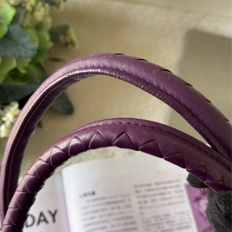 小羊皮編織方形肩背包(紫色)-4