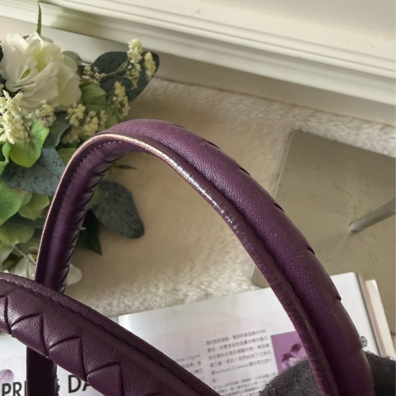 小羊皮編織方形肩背包(紫色)-5