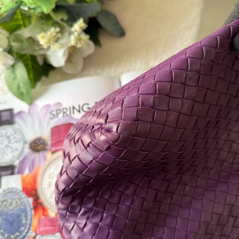 小羊皮編織方形肩背包(紫色)-8