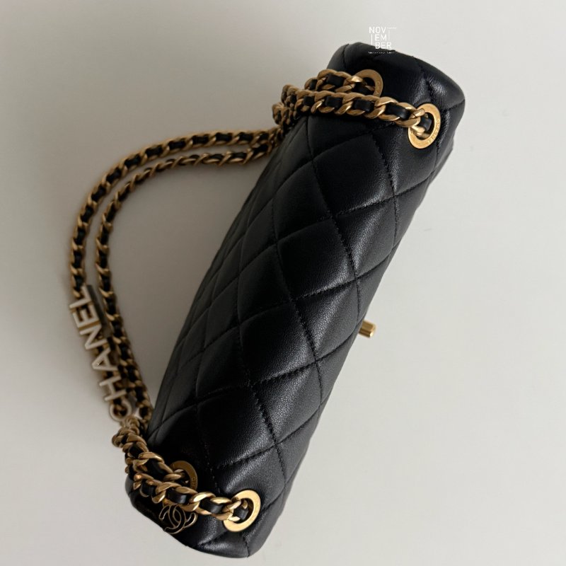 99新🆕 Chanel 香奈兒 24P 琺瑯logo吊墜鏈條包 黑色金釦-3