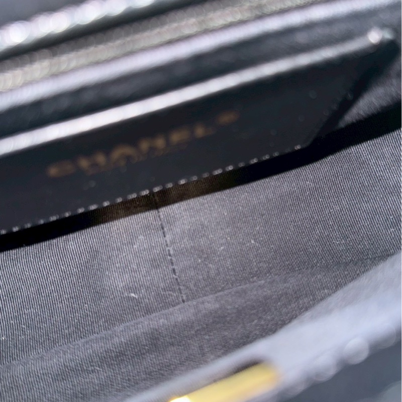 99新🆕 Chanel 香奈兒 24P 琺瑯logo吊墜鏈條包 黑色金釦-11