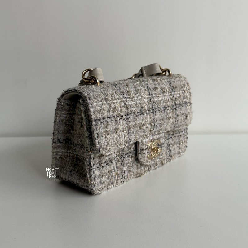 99新🆕 全配有購證🙌🏻 Chanel 香奈兒 25P CF 灰色毛呢金釦-1