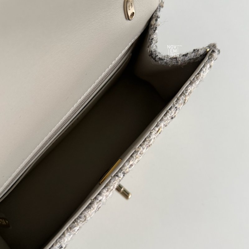 99新🆕 全配有購證🙌🏻 Chanel 香奈兒 25P CF 灰色毛呢金釦-4