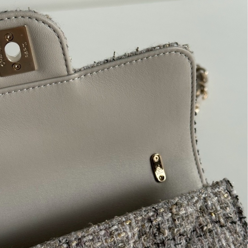 99新🆕 全配有購證🙌🏻 Chanel 香奈兒 25P CF 灰色毛呢金釦-13