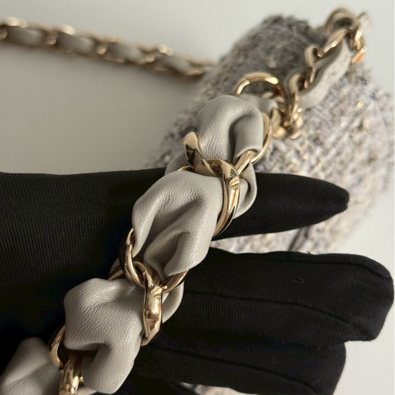 99新🆕 全配有購證🙌🏻 Chanel 香奈兒 25P CF 灰色毛呢金釦-14