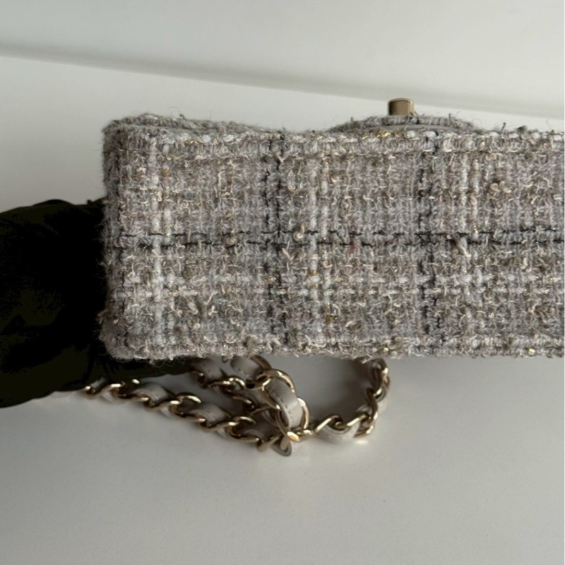 99新🆕 全配有購證🙌🏻 Chanel 香奈兒 25P CF 灰色毛呢金釦-15