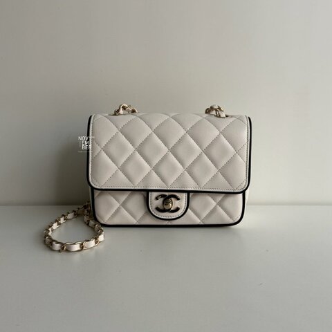 99新🆕 全配有購證🙌🏻 Chanel 香奈兒 25P 白色黑邊