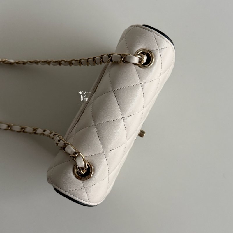 99新🆕 全配有購證🙌🏻 Chanel 香奈兒 25P 白色黑邊-2