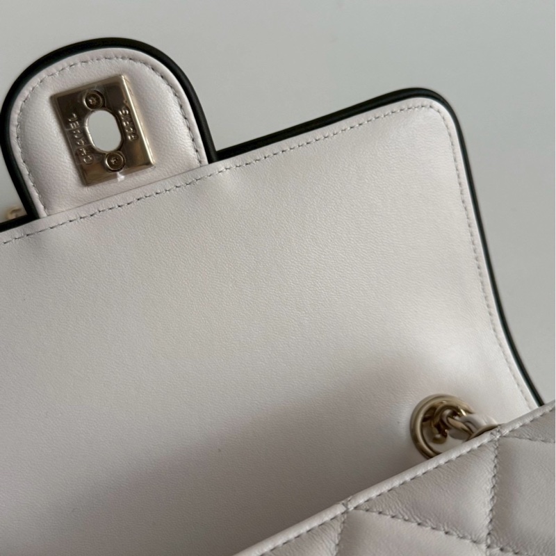 99新🆕 全配有購證🙌🏻 Chanel 香奈兒 25P 白色黑邊-12