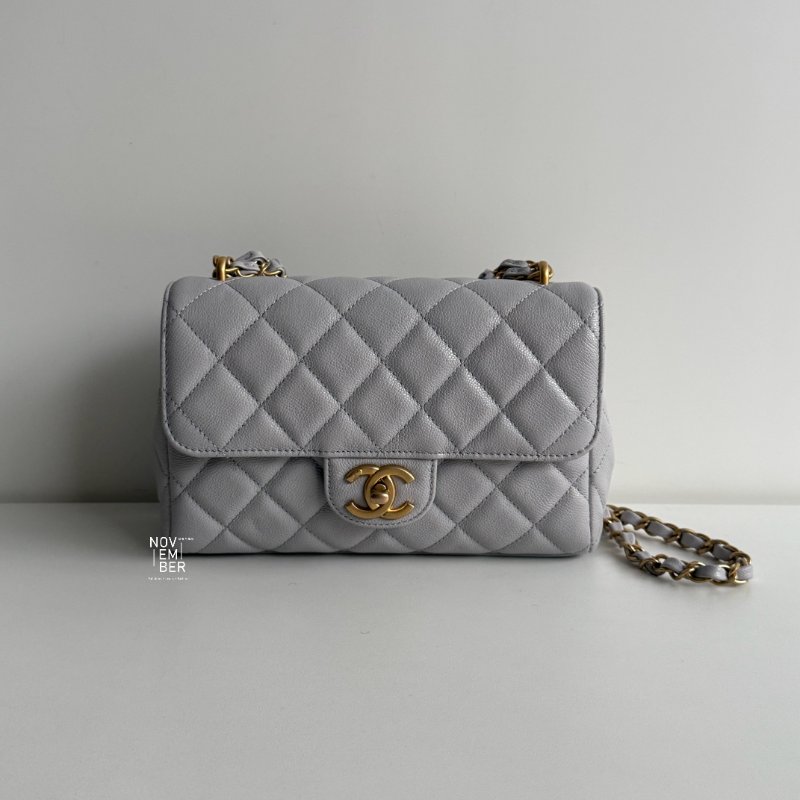 99新🆕 全配有購證🙌🏻 Chanel 香奈兒 25P 雙C鏈條包 灰色金釦-0