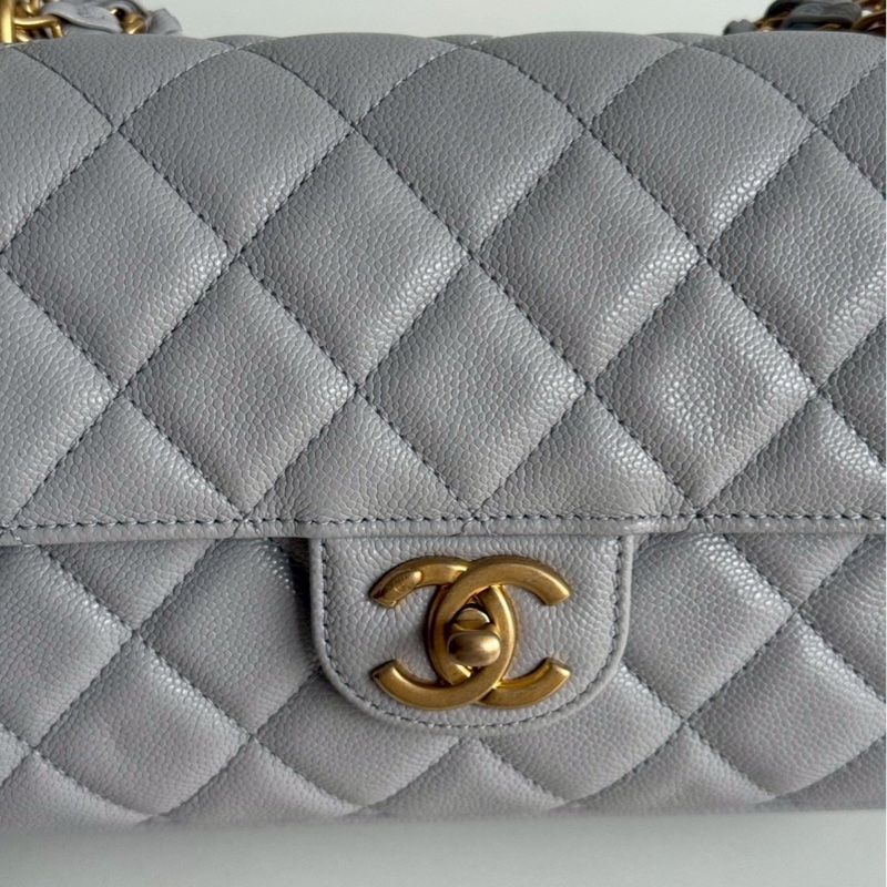 99新🆕 全配有購證🙌🏻 Chanel 香奈兒 25P 雙C鏈條包 灰色金釦-6