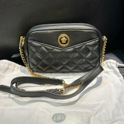 💎Han's house精品服飾💎 VERSACE 凡賽斯 女神頭 頂級黑牌 小羊皮 側背包 小號