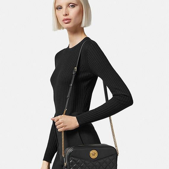 💎Han's house精品服飾💎 VERSACE 凡賽斯 女神頭 頂級黑牌 小羊皮 側背包 小號-7