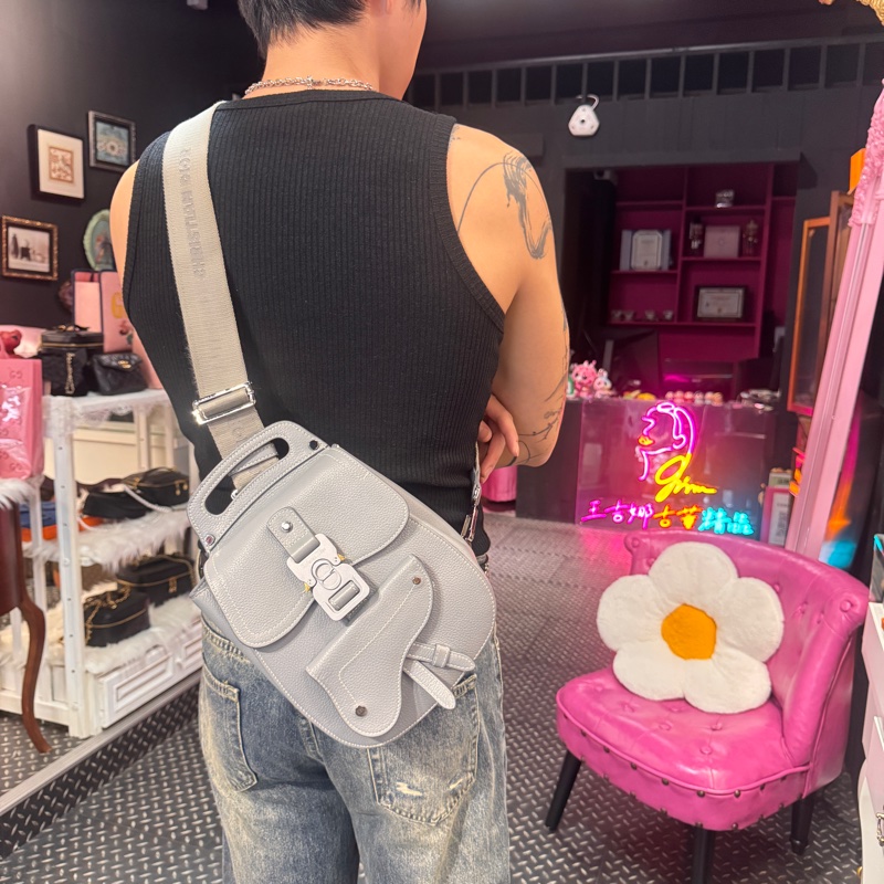 Dior 霧霾藍單肩包/斜背包/王吉娜古董精品-1