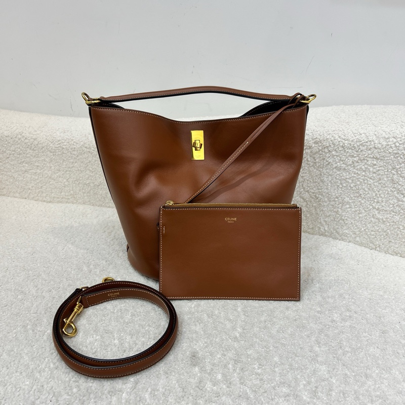 Celine賽琳Bucket16焦糖色水桶包單肩斜挎包21年 尺寸:23*24-1