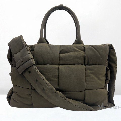 Y2007-Bottega Veneta 橄欖綠編織大號 Arco手提肩背包-1