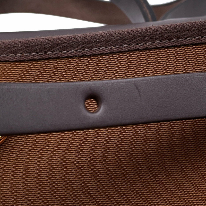 Hermes Herbag 拉鍊小號深褐色 Ebene 漆面五金 Toile Officier Vache Hunter K Stamp 手提包 HERMES-7