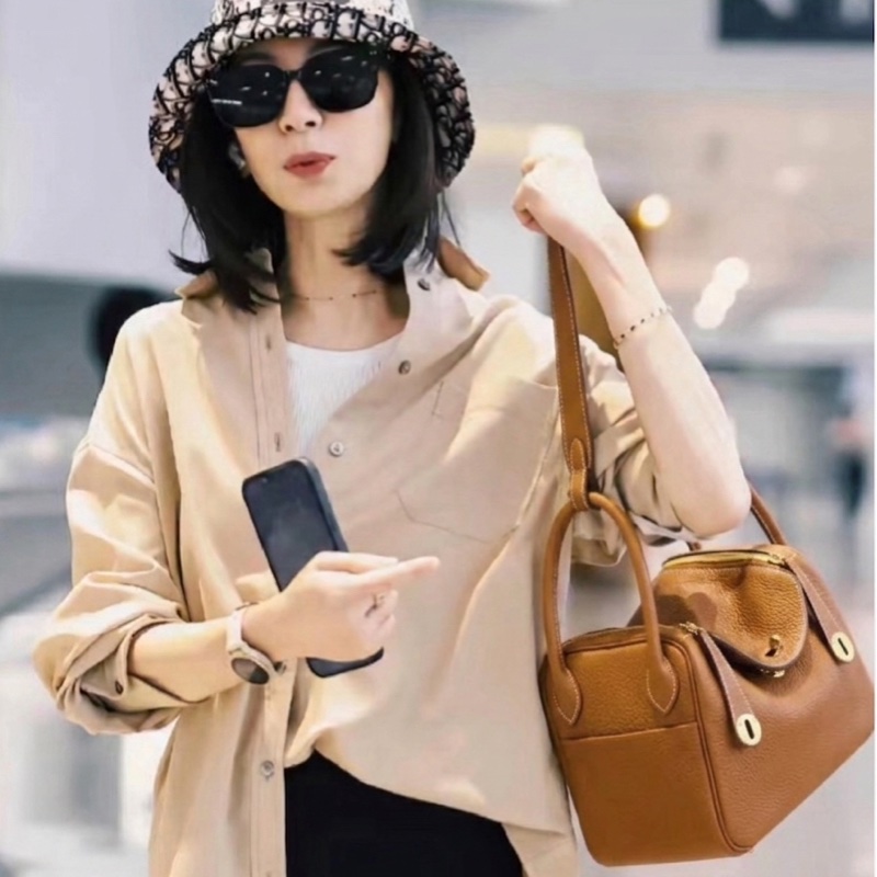 闲置近新Hermes爱马仕lindy30 togo皮 金棕 X刻-0