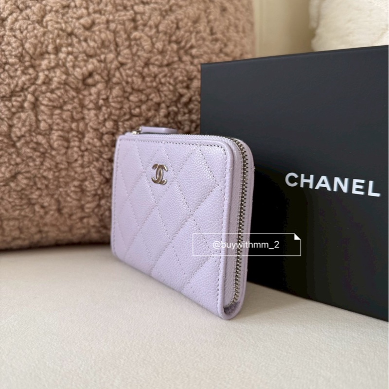 ✨新款抵台✨香奈兒26s 淺粉紫L型短夾-2