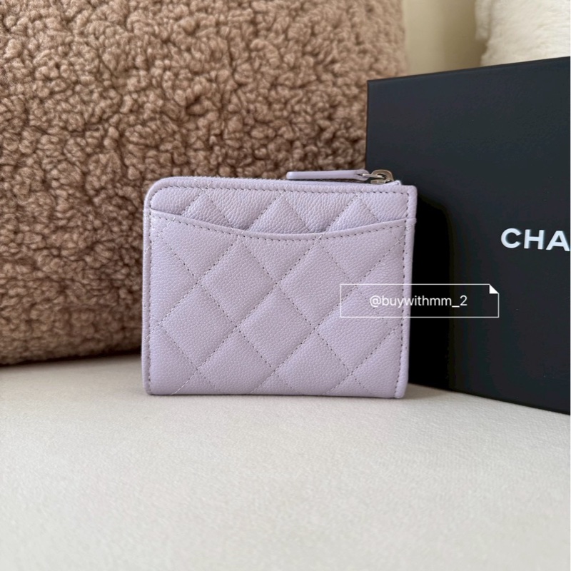 ✨新款抵台✨香奈兒26s 淺粉紫L型短夾-3