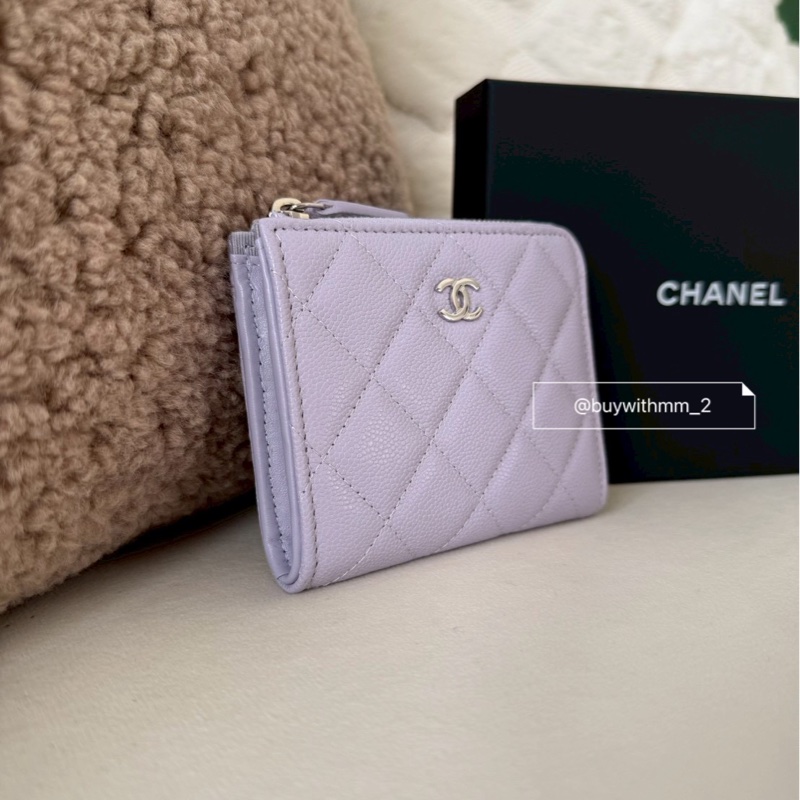 ✨新款抵台✨香奈兒26s 淺粉紫L型短夾-4