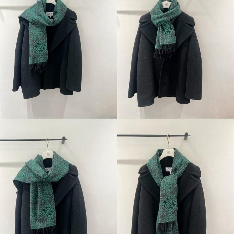 💎Han's house精品服飾💎LOEWE 滿版 羊毛 圍巾 180x38CM-3