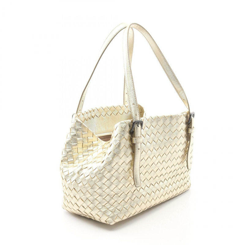 BOTTEGA VENETA Intrecciato 手提包 皮革 金色 二手 女式-1