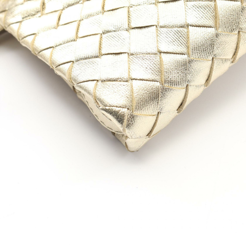 BOTTEGA VENETA Intrecciato 手提包 皮革 金色 二手 女式-5