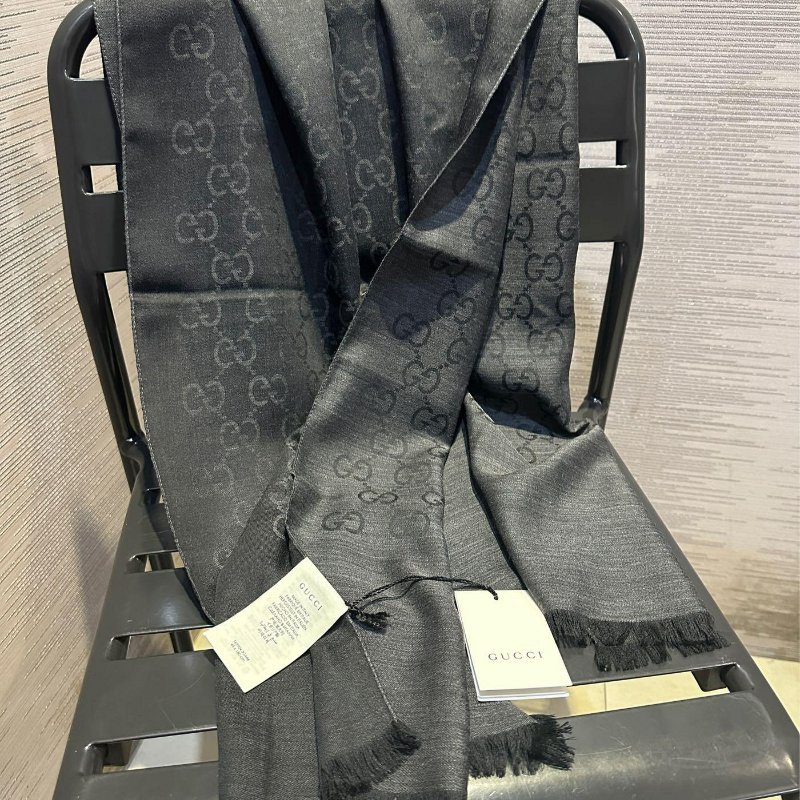 💎Han's house精品服飾💎GUCCI 古馳 男女均可 巾 絲巾 披肩 雙面用 181×46cm-2