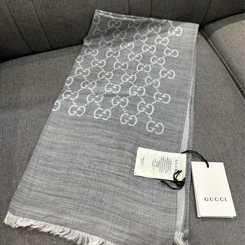 💎Han's house精品服飾💎GUCCI 古馳 男女均可 圍巾 絲巾 披肩 雙面用 181×46cm-3