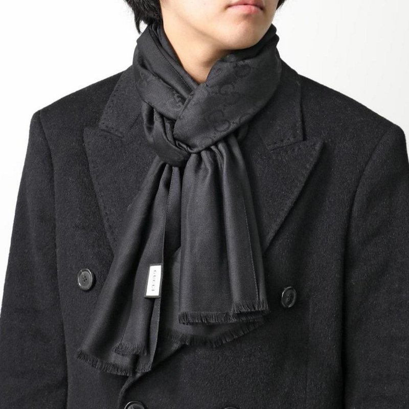 💎Han's house精品服飾💎GUCCI 古馳 男女均可 圍巾 絲巾 披肩 雙面用 181×46cm-5