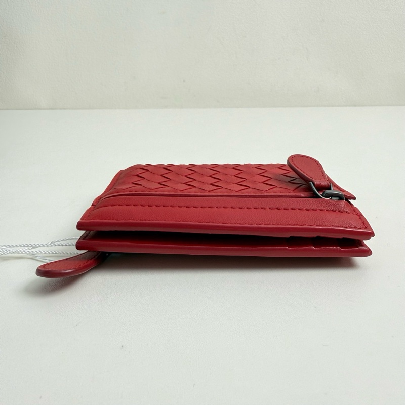Bottega Veneta/葆蝶家 紅色 牛皮編織短款錢包-5