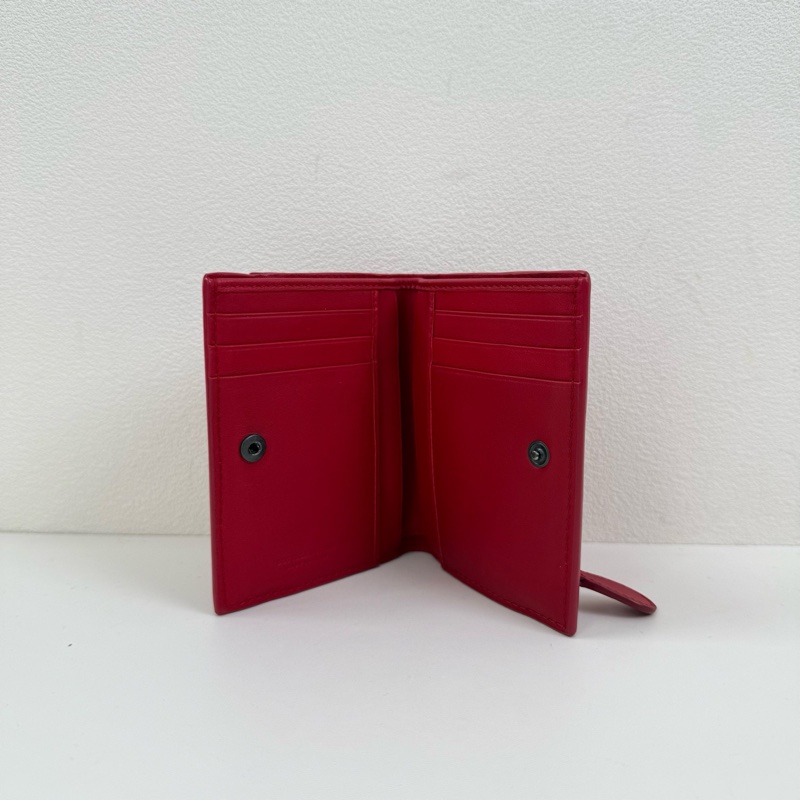 Bottega Veneta/葆蝶家 紅色 牛皮編織短款錢包-7