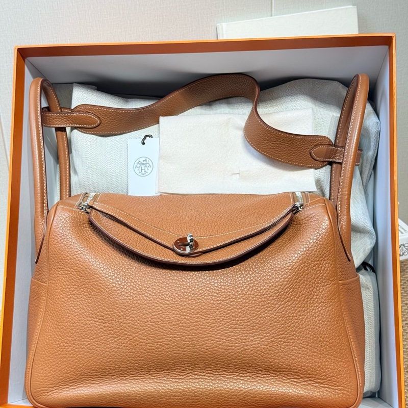 Hermes 愛馬仕 Lindy34 框P刻 金棕 銀扣 Clemence牛皮 無明顯瑕疵 甜甜價-0
