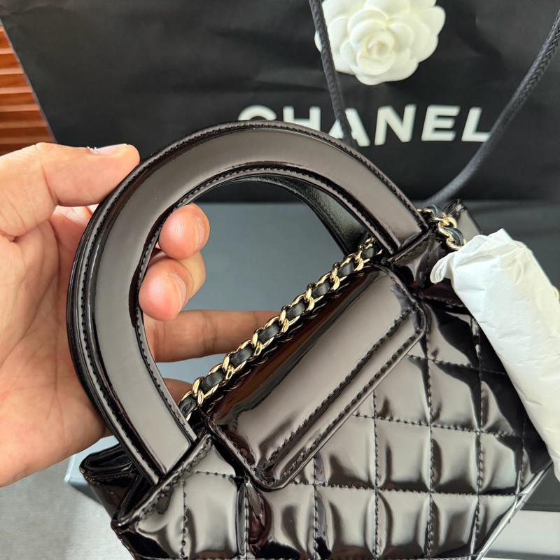 Chanel 亮面小牛皮 mini Kelly 迷你購物包 芯片款-6