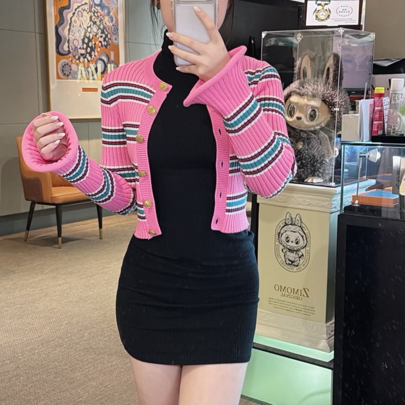 莉亞精品♡LV 粉咖條紋針織衫 S碼 二手-0