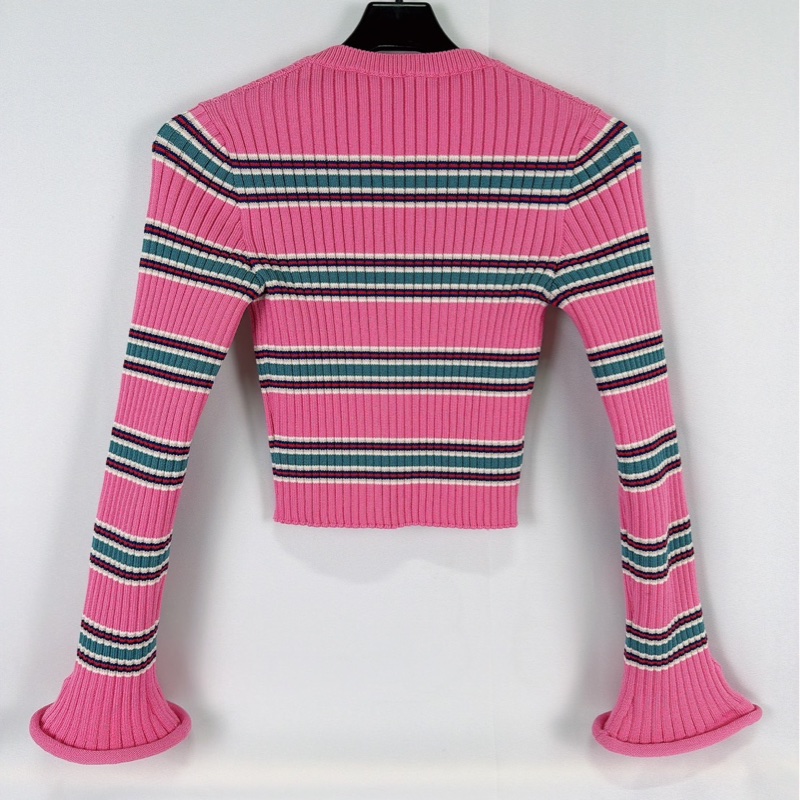 莉亞精品♡LV 粉咖條紋針織衫 S碼 二手-3
