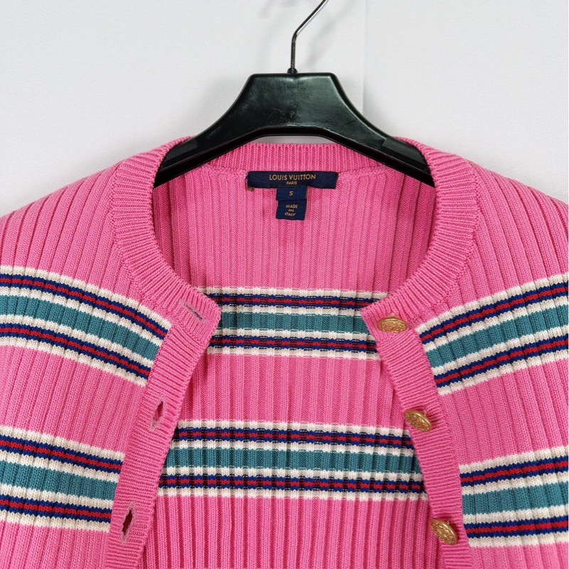 莉亞精品♡LV 粉咖條紋針織衫 S碼 二手-5