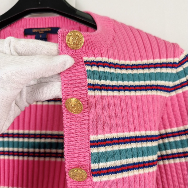 莉亞精品♡LV 粉咖條紋針織衫 S碼 二手-7