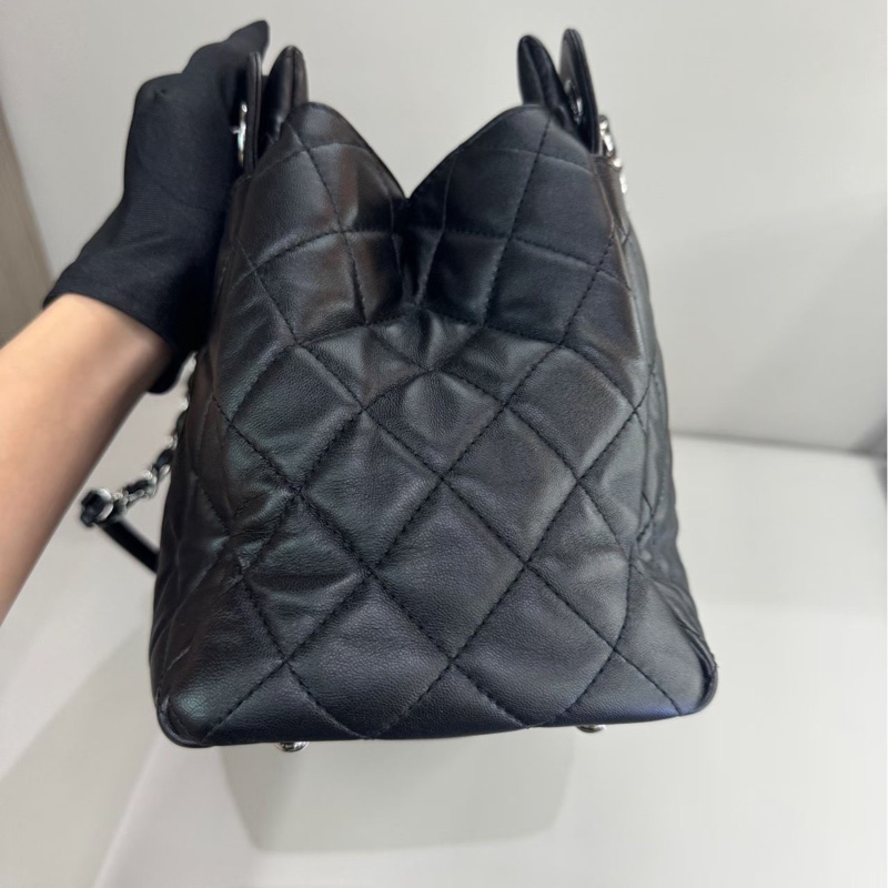 CHANEL/香奈兒黑銀梯形菱格手提單肩包 鐳射20開 尺寸33x11x21cm-2