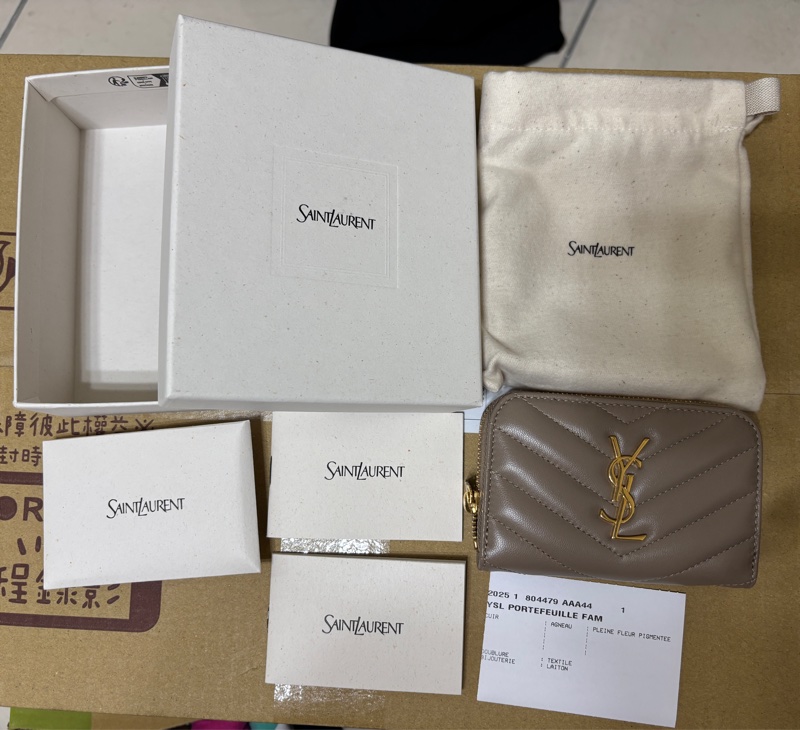 YSL 奶茶金ㄇ拉零錢包-0