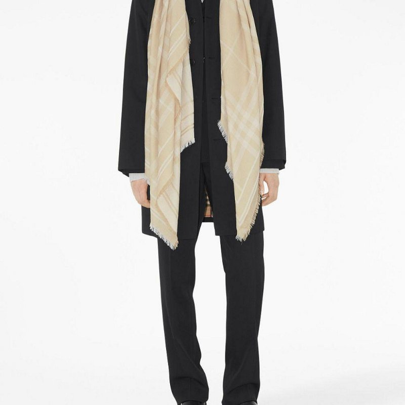 💎Han's house精品服飾💎Burberry 圍巾 格紋 羊毛 混紡 雙面 義大利製 中性-1